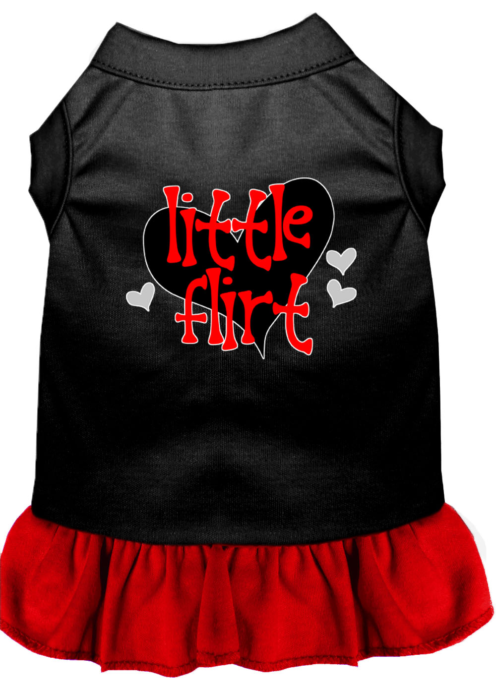 Little Flirt Screen Print Dog Dress Black with Red Lg